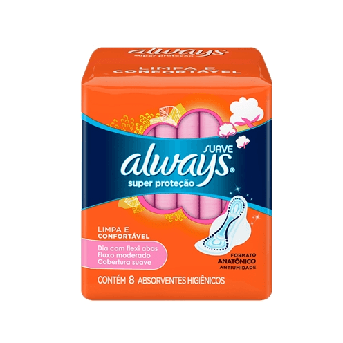 Absorvente Always Super Proteção Suave com Abas - 8 Unidades